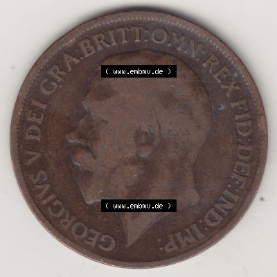 Alte Münzen Großbritannien Umlaufmünze 1911-1926, 1 Penny, One Penny, 1918-1, B.M. GEORGIVS V DEI GRA BRITT OMN REX FID DEF IND IMP. Vorderseite... Sammlung