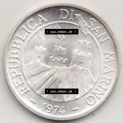 Bildmaterial Münzensatz / KMS 1974 aus San Marino 1974-1974, 500 Lire Silbermünze 1974 aus San Marino, wertvolle Edelmetallmünze Münze in Silber, L.500... Sammlung