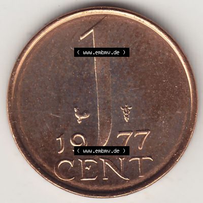 Alte Münzen KMS Niederlande, Kursmünzensatz 1977, 1950-1980, 1 Cent, 1977-1, JULIANA KONINGIN DER NEDERLANDEN. Rückseite mit Wert-Zahl bzw. Nennwert... Sammlung