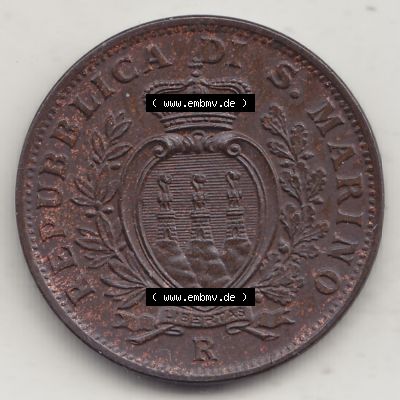 Bildmaterial Münzen aus San Marino vor 1950, 1935-1938, 10 Centesimi, (Cent-Wert), 1935-1, LIBERTAS REPUBBLICA DI S. MARINO, 10 CENTESIMI 1935.... Sammlung