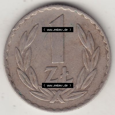 Münzen Polen KMS, Kursmünzensatz 1949-1949, Republik Polen 1 Zloty, Kupfer 1949-1. Rückseite mit Wert-Zahl / Wert-Angabe einer polnischen Münzen auf einen... Sammlung
