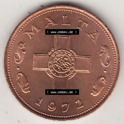 Bildmaterial Münzensatz / KMS 1972 aus Malta 1972-1982, 1 Cent 1972-1, MALTA 1 CENT. Vorderseite einer Umlaufmünze aus 1972 Malta, Münze aus offiziellen Kursmünzensatz... Sammlung