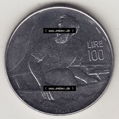Bildmaterial Münzensatz / KMS 1972 aus San Marino 1972-1972, 100 Lire von 1972, 100 LIRE MONASSI REPUBBLICA DI SAN MARINO. Rückseite als Einzelansicht einer Umlaufmünze... Sammlung