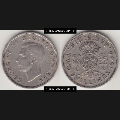 Alte Münzen Großbritannien Umlaufmünze 1949-1951, 2 Schilling, Shillings (Florin) 1949-1, George VI, GEORGIVS VI DG BR OMN REX, FID DEF TWO SHILLINGS.... Sammlung