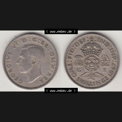 Alte Münzen Großbritannien Umlaufmünze 1947-1948, 2 Schilling-Florin, Two Shillings, 1947-2, George VI, GEORGIVS VI D G BR OMN REX, FID DEF IND IMP,... Sammlung