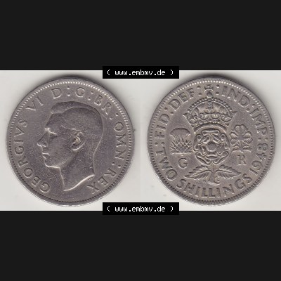 Alte Münzen Großbritannien Umlaufmünze 1947-1948, 2 Schilling-Florin, Two Shillings, 1948-5, George VI, GEORGIVS VI D G BR OMN REX, FID DEF IND IMP,... Sammlung