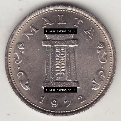 Bildmaterial Münzensatz / KMS 1972 aus Malta 1972-1981, 5 Cent 1972-1, MALTA 5 CENTS. Vorderseite einer Umlaufmünze aus 1972 Malta, Münze aus offiziellen Kursmünzensatz... Sammlung