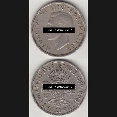 Alte Münzen Großbritannien Umlaufmünze 1947-1948, 2 Schilling-Florin, Two Shillings, 1948-1, George VI, GEORGIVS VI D G BR OMN REX, FID DEF IND IMP,... Sammlung