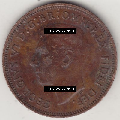 Alte Münzen Großbritannien Umlaufmünze 1949-1952, Half Penny, 1950-1, George VI, HALF PENNY HP, Segelschiff. Vorderseite der alten britischen Münze... Sammlung