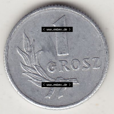 Münzen Polen KMS, Kursmünzensatz 1949-1949, Republik Polen 1 Grosz, Groschen, Aluminium 1949-1. Rückseite mit Wert-Zahl / Wert-Angabe einer polnischen... Sammlung