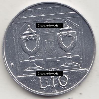 Bildmaterial Münzensatz / KMS 1979 aus San Marino 1979-1979, 10 Lire, J. V. LIBERTAS REPVBBLICA DI S. MARINO, 1979 L.10. Rückseite als... Sammlung