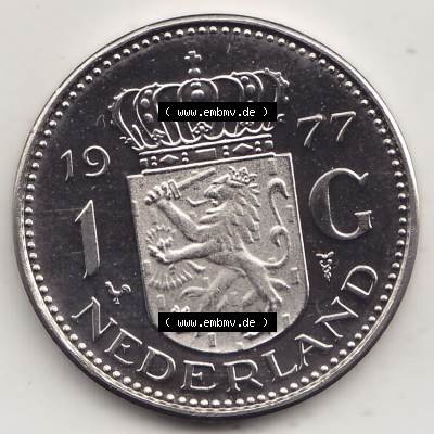 Alte Münzen KMS Niederlande, Kursmünzensatz 1977, 1967-1980, 1 Gulden, 1977-1 JULIANA KONINGIN DER NEDERLANDEN. Rückseite mit Wert-Zahl bzw. Nennwert... Sammlung