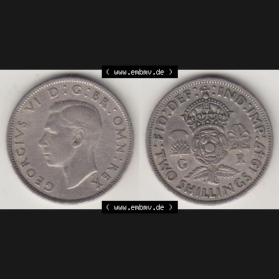 Alte Münzen Großbritannien Umlaufmünze 1947-1948, 2 Schilling-Florin, Two Shillings, 1947-3, George VI, GEORGIVS VI D G BR OMN REX, FID DEF IND IMP,... Sammlung