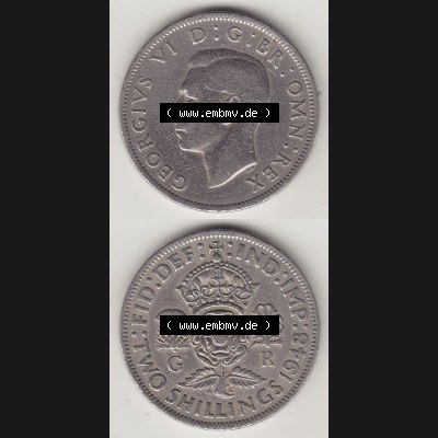 Alte Münzen Großbritannien Umlaufmünze 1947-1948, 2 Schilling-Florin, Two Shillings, 1948-5, George VI, GEORGIVS VI D G BR OMN REX, FID DEF IND IMP,... Sammlung