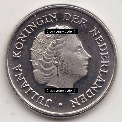 Alte Münzen KMS Niederlande, Kursmünzensatz 1977, 1950-1980, 10 Cent, 1977-1 JULIANA KONINGIN DER NEDERLANDEN. Vorderseite einer Münze aus offiziellen KMS... Sammlung
