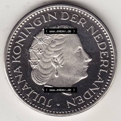 Alte Münzen KMS Niederlande, Kursmünzensatz 1977, 1967-1980, 1 Gulden, 1977-1 JULIANA KONINGIN DER NEDERLANDEN. Vorderseite einer Münze aus offiziellen KMS... Sammlung