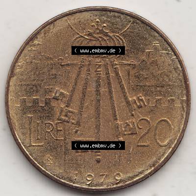 Bildmaterial Münzensatz / KMS 1979 aus San Marino 1979-1979, 20 Lire, J. V. LIBERTAS REPVBBLICA DI S. MARINO, 1979 20 LIRE. Rückseite als Einzelansicht... Sammlung