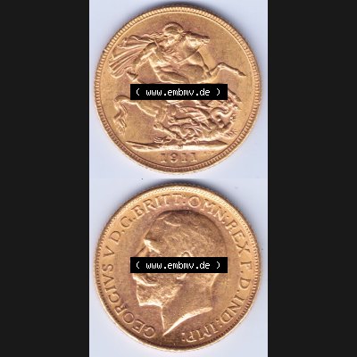 Alte Goldmünzen Großbritannien Gold-Münze 1911-1927, 1 Pfund Sovereign. Vorderseite und Rückseite horizontal auf einen digitalen Bild der alten britischen Goldmünze... Sammlung