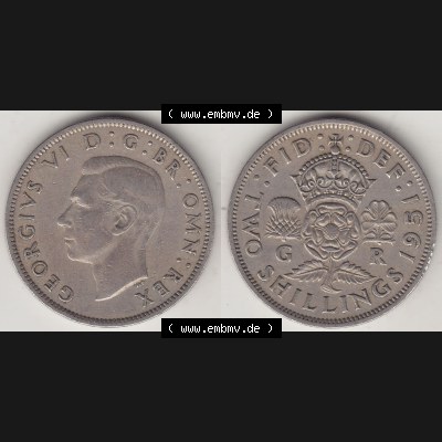 Alte Münzen Großbritannien Umlaufmünze 1949-1951, 2 Schilling, Shillings (Florin) 1951-1, George VI, GEORGIVS VI DG BR OMN REX, FID DEF TWO SHILLINGS.... Sammlung