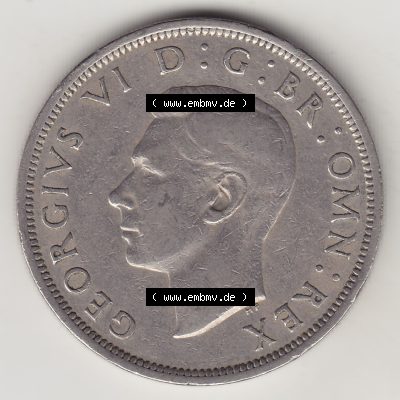 Alte Münzen Großbritannien Umlaufmünze 1947-1948, 1/2 Krone, Half Crown 1947-1, George VI, FID DEF IND IMP HALF CROWN. Vorderseite der alten britischen... Sammlung