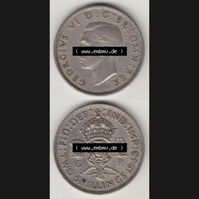 Alte Münzen Großbritannien Umlaufmünze 1947-1948, 2 Schilling-Florin, Two Shillings, 1948-4, George VI, GEORGIVS VI D G BR OMN REX, FID DEF IND IMP,... Sammlung