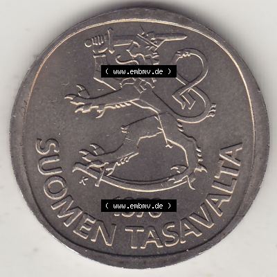 Alte Münzen KMS Finnland, Kursmünzensatz 1976 in Stempelglanz 1969-1993, 1 Finnische Mark, Markka 1976-1, SUOMEN TASAVALTA. Vorderseite einer Münze aus KMS... Sammlung