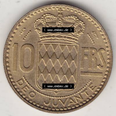 Alte Münzen Monaco Umlaufmünze Einzelansicht 1950-1951, 10 Franken - FRS, Francs, 1951-1, P. TURIN RAINIER III PRINCE DE MONACO, 10 FRS DEO JUVANTE.... Sammlung