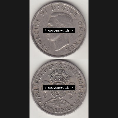 Alte Münzen Großbritannien Umlaufmünze 1947-1948, 2 Schilling-Florin, Two Shillings, 1948-8, George VI, GEORGIVS VI D G BR OMN REX, FID DEF IND IMP,... Sammlung
