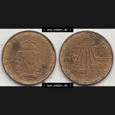 Bildmaterial Münzensatz / KMS 1979 aus San Marino 1979-1979, 20 Lire, J. V. LIBERTAS REPVBBLICA DI S. MARINO, 1979 20 LIRE. Vorderseite und Rückseite... Sammlung