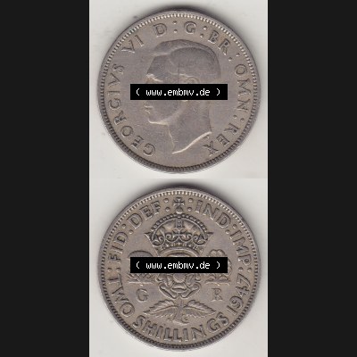 Alte Münzen Großbritannien Umlaufmünze 1947-1948, 2 Schilling-Florin, Two Shillings, 1947-2, George VI, GEORGIVS VI D G BR OMN REX, FID DEF IND IMP,... Sammlung