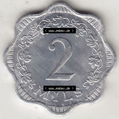 Bildmaterial Münzensatz / KMS 1972 aus Malta 1972-2007, 2 Mils 1972-1, MALTA 2 MILS. Rückseite als Einzelansicht einer Umlaufmünze aus 1972 Malta, Münze... Sammlung