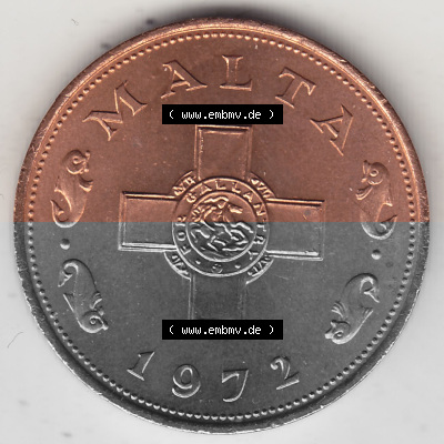 Bildmaterial Münzensatz / KMS 1972 aus Malta 1972-1982, 1 Cent 1972 (Stück 1), MALTA 1 CENT. Vorderseite einer Umlaufmünze... Sammlung
