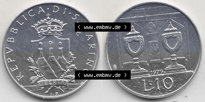 Bildmaterial Münzensatz / KMS 1979 aus San Marino 1979-1979, 10 Lire, J. V. LIBERTAS REPVBBLICA DI S. MARINO, 1979 L.10. Vorderseite... Sammlung