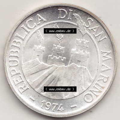 500 Lire Silbermünze 1974 aus San Marino, wertvolle Edelmetallmünze Münze in Silber Sammlung