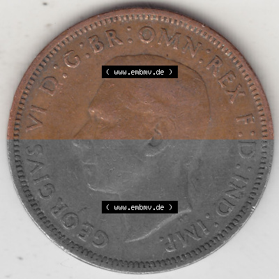 Alte Münzen Großbritannien Umlaufmünze 1937-1948, Half Penny, 1942 (Stück 2), George VI, HALF PENNY HP, Segelschiff. Vorderseite... Sammlung