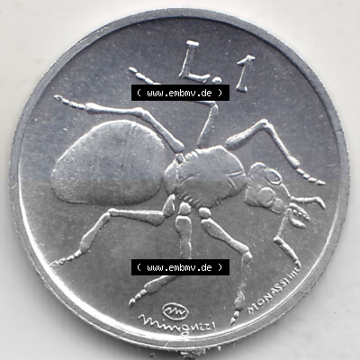 Bildmaterial Münzensatz / KMS 1974 aus San Marino 1974-1974, 1 Lire, 1 Lira, L.1 MINGUZZI MONASSI INC.. Rückseite als Einzelansicht... Sammlung