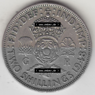 Alte Münzen Großbritannien Umlaufmünze 1947-1948, 2 Schilling-Florin, Two Shillings, 1948 (Stück 2), George VI, GEORGIVS VI... Sammlung