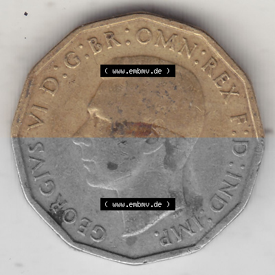 Alte Münzen Großbritannien Umlaufmünze 1937-1948, 3 Pence, Three Pence 1944 (Stück 1), George VI, GEORGIVS VI D G BR OMN REX... Sammlung