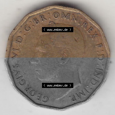 Alte Münzen Großbritannien Umlaufmünze 1937-1948, 3 Pence, Three Pence 1943 (Stück 1), George VI, GEORGIVS VI D G BR OMN REX... Sammlung
