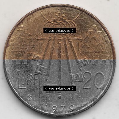 Bildmaterial Münzensatz / KMS 1979 aus San Marino 1979-1979, 20 Lire, J. V. LIBERTAS REPVBBLICA DI S. MARINO, 1979 20 LIRE. Rückseite... Sammlung