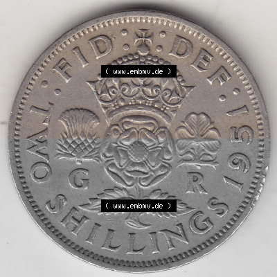 Alte Münzen Großbritannien Umlaufmünze 1949-1951, 2 Schilling, Shillings (Florin) 1951 (Stück 1), George VI, GEORGIVS VI DG... Sammlung