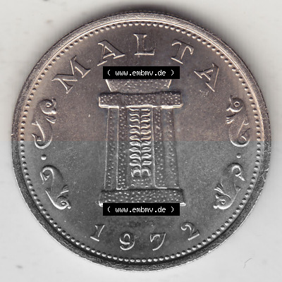 Bildmaterial Münzensatz / KMS 1972 aus Malta 1972-1981, 5 Cent 1972 (Stück 1), MALTA 5 CENTS. Vorderseite einer Umlaufmünze... Sammlung
