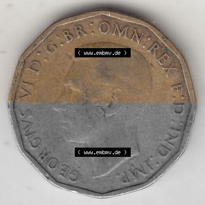 Alte Münzen Großbritannien Umlaufmünze 1937-1948, 3 Pence, Three Pence 1943 (Stück 3), George VI, GEORGIVS VI D G BR OMN REX... Sammlung