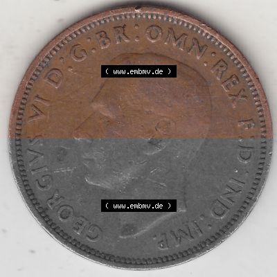 Alte Münzen Großbritannien Umlaufmünze 1937-1948, Half Penny, 1943 (Stück 1), George VI, HALF PENNY HP, Segelschiff. Vorderseite... Sammlung
