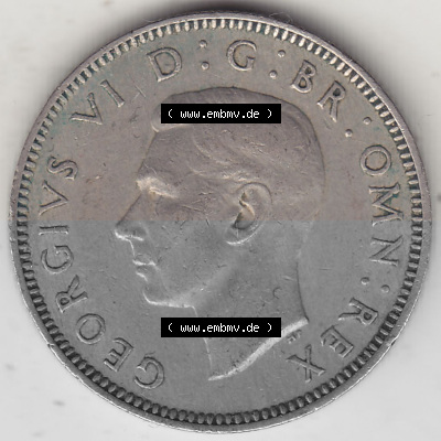 Alte Münzen Großbritannien Umlaufmünze 1947-1948, 2 Schilling - One Shillings 1948 (Stück 3) Sitzender Löwe auf Krone. Vorderseite... Sammlung
