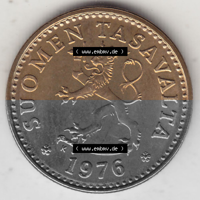 Alte Münzen KMS Finnland, Kursmünzensatz 1976 in Stempelglanz 1963-1982, 10 Penny, Penniä 1976 (Stück 1), SUOMEN TASAVALTA.... Sammlung