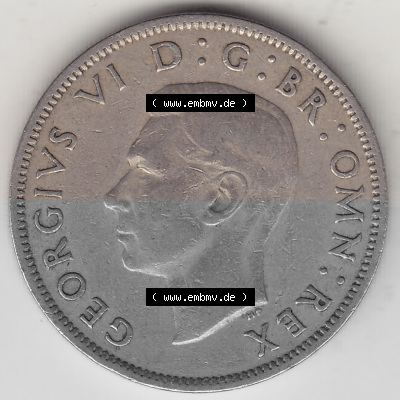 Alte Münzen Großbritannien Umlaufmünze 1949-1951, 2 Schilling, Shillings (Florin) 1951 (Stück 1), George VI, GEORGIVS VI DG... Sammlung