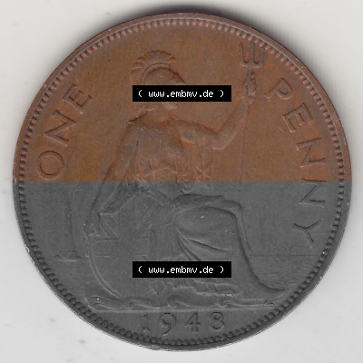 Alte Münzen Großbritannien Umlaufmünze 1937-1948, 1 Penny, One Penny, 1948 (Stück 1), GEORGIVS VI, D G BR OMN REX F D IND... Sammlung