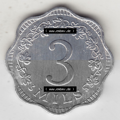 Bildmaterial Münzensatz / KMS 1972 aus Malta 1972-2006, 3 Mils 1972 (Stück 1), MALTA 3 MILS. Rückseite als Einzelansicht einer... Sammlung