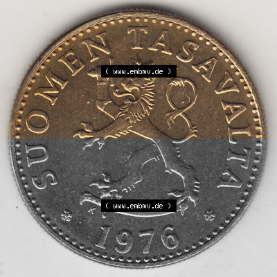 Alte Münzen KMS Finnland, Kursmünzensatz 1976 in Stempelglanz 1963-1990, 50 Penny Penniä 1976 (Stück 1), SUOMEN TASAVALTA.... Sammlung